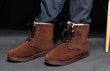 Load image into Gallery viewer, Brand new flock snow boots cotton-padded Winter men boots ankle shoes warm snow boots male shoe lace-up Botas zapatillas hombre