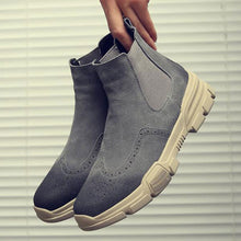 Load image into Gallery viewer, Tangnest Cow Suede Leather Ankle Boots Men British Style Cut-out Chelsea Boots Casual Platform Shoes Man Big Size 38~46 XMX915