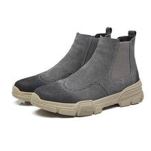 Load image into Gallery viewer, Tangnest Cow Suede Leather Ankle Boots Men British Style Cut-out Chelsea Boots Casual Platform Shoes Man Big Size 38~46 XMX915