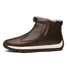 Load image into Gallery viewer, Tangnest NEW Pu Leather Men's Snow Boots Fashion Winter Warm Fur Shoes Men Casual Slip-on Plush Ankle Boots Plus Size 48 XMX929